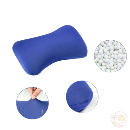 coussin de plage memoire de forme bleu caracteristiques