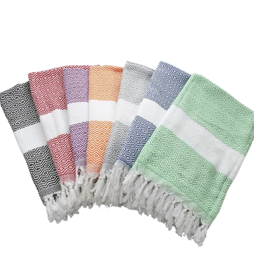 drap de plage fouta noir rouge violet orange gris bleu vert