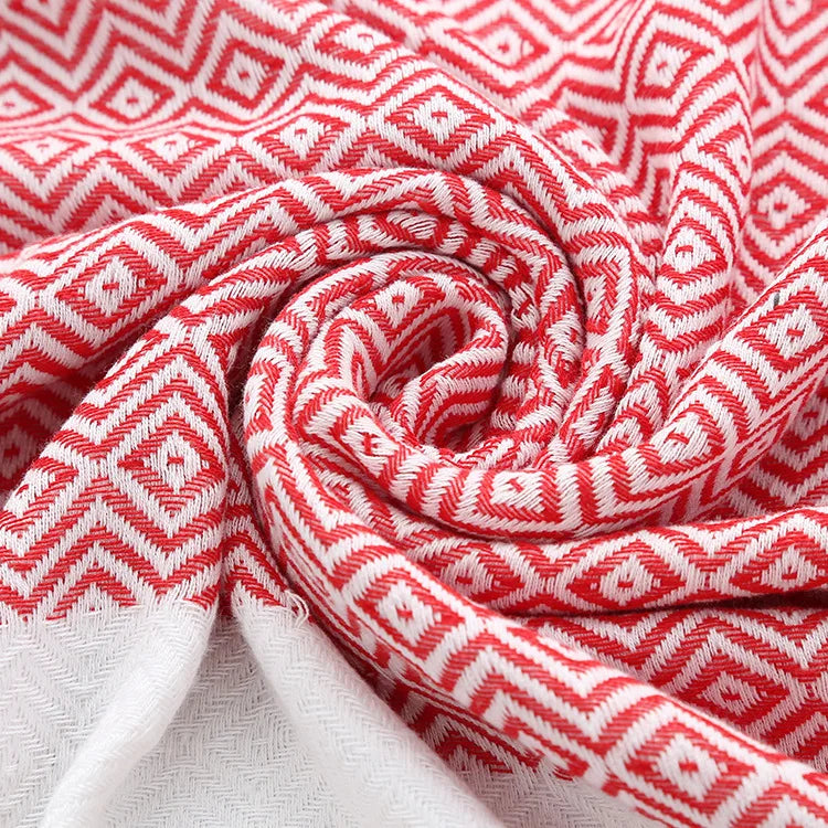 drap de plage fouta rouge tissu zoom