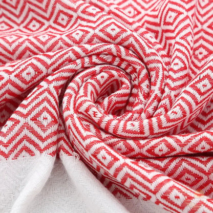 drap de plage fouta rouge tissu zoom