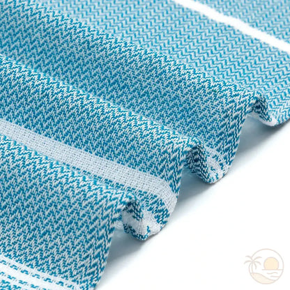 fouta de plage jaune bleu zoom tissu