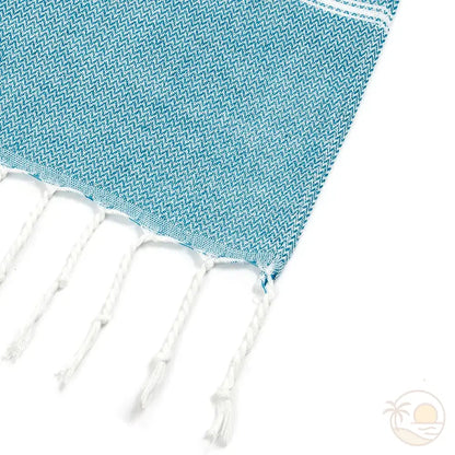 fouta de plage jaune bleu zoom tresses