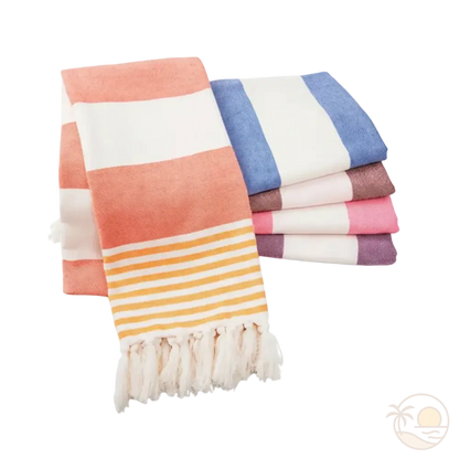 fouta plage coton pile orange bleu marron rose violet