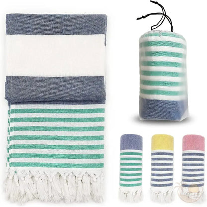 fouta pour la plage bleu jaune rose