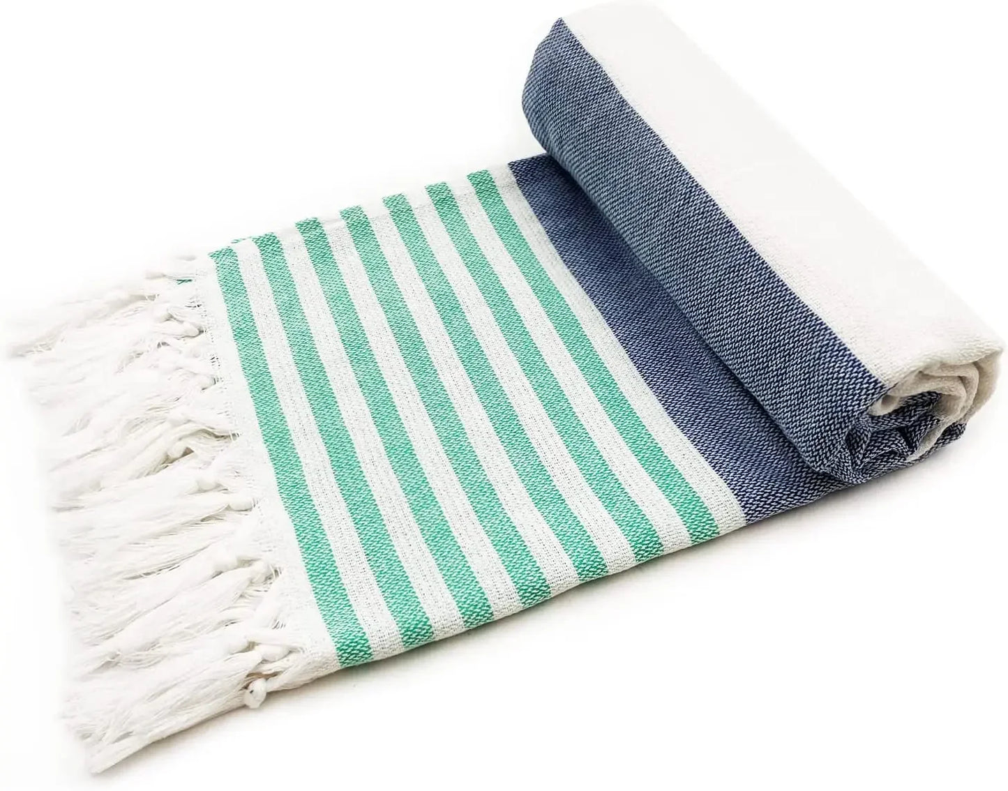 fouta pour la plage bleu zoom pliee