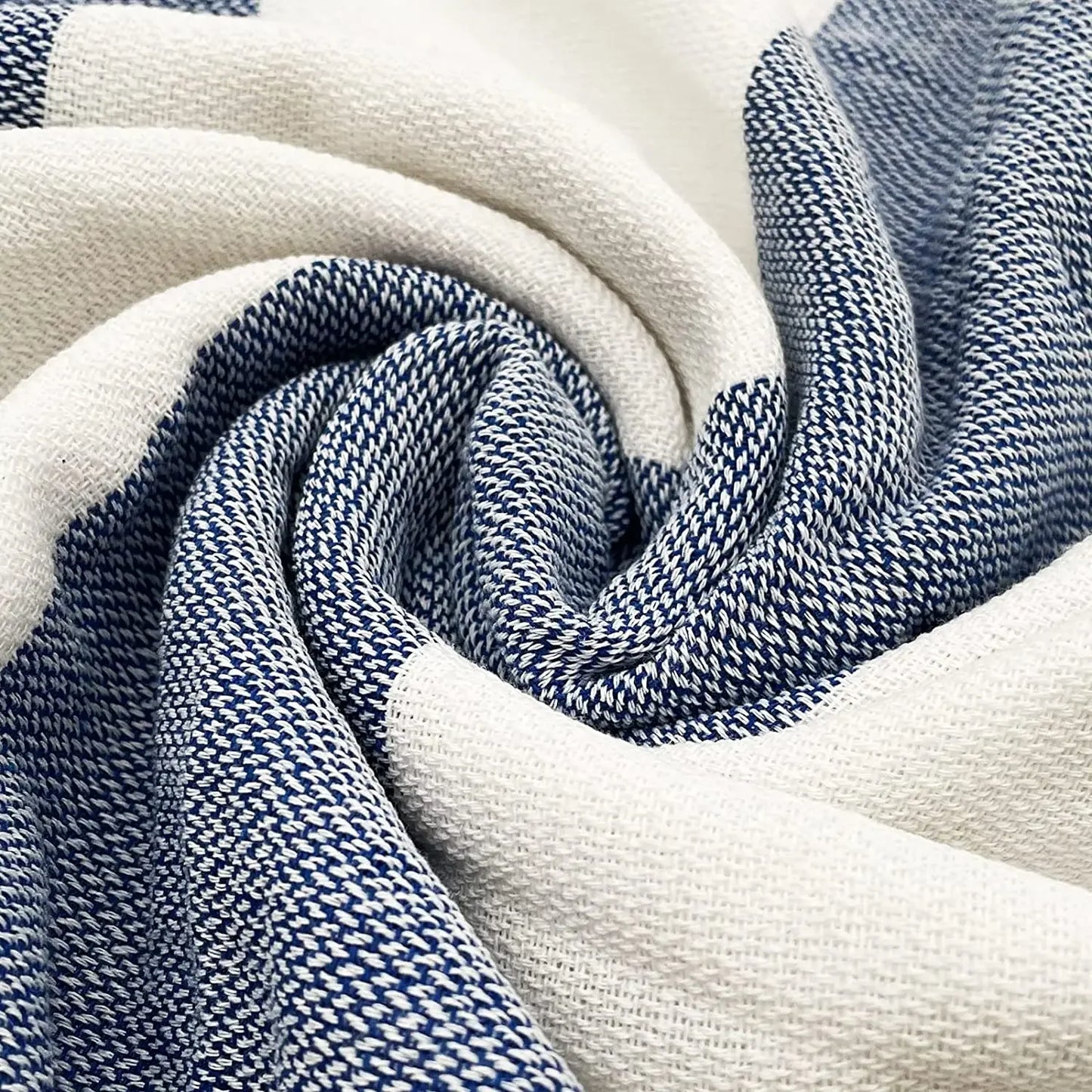 fouta pour la plage bleu zoom tissu