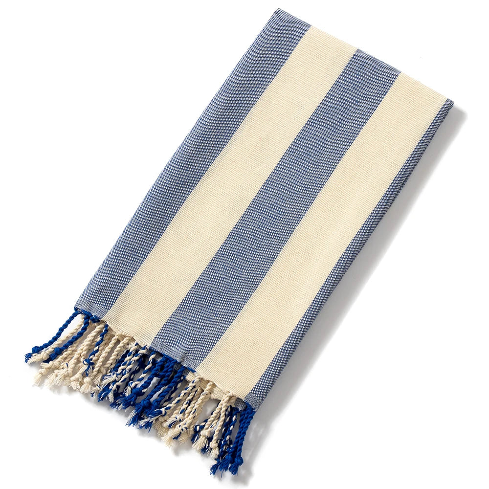 fouta serviette de plage bleu marine