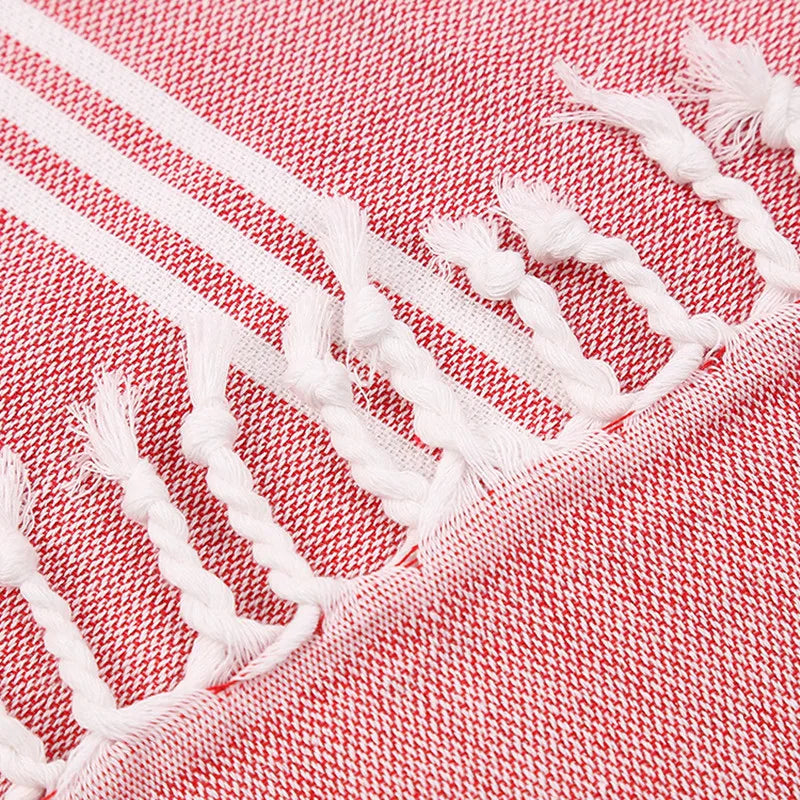 fouta serviette plage rouge zoom tresses