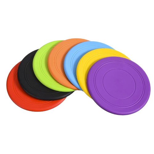 frisbee chien rouge noir vert orange bleu jaune violet