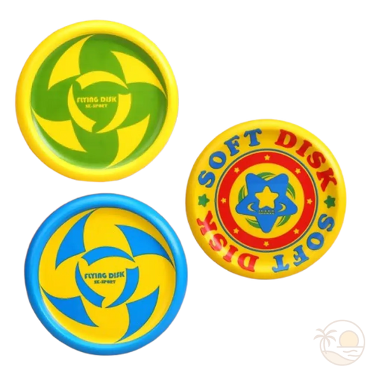 frisbee en mousse jaune vert bleu