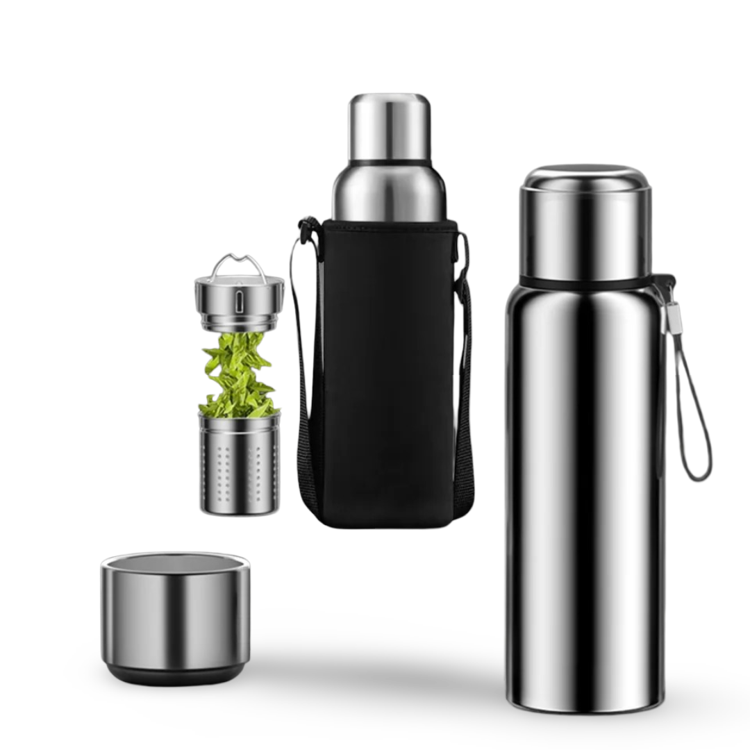 gourde isotherme 2l argent housse