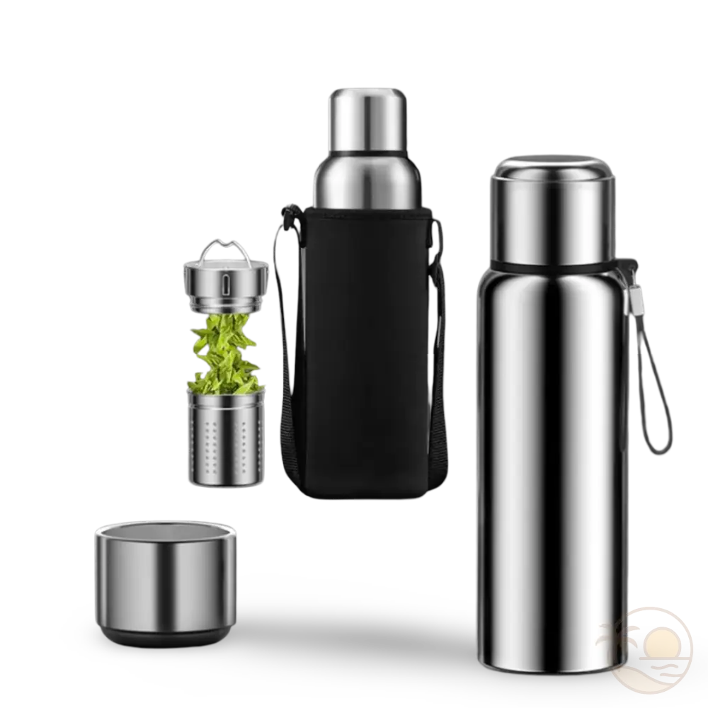 gourde isotherme 2l argent housse