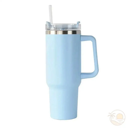 gourde isotherme avec paille bleu