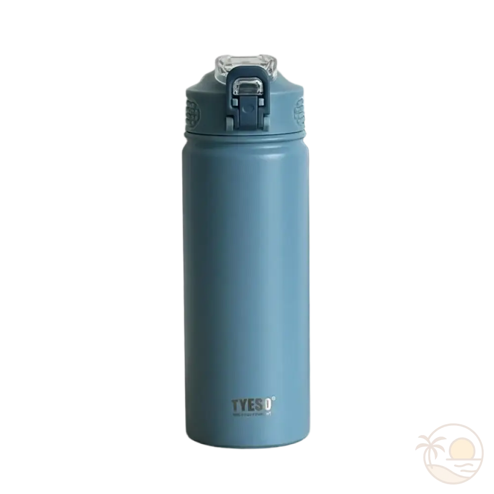 gourde isotherme avec paille integree bleu