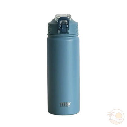 gourde isotherme avec paille integree bleu