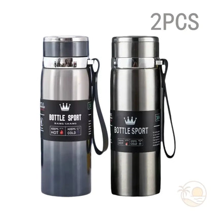 gourde isotherme bleu argent