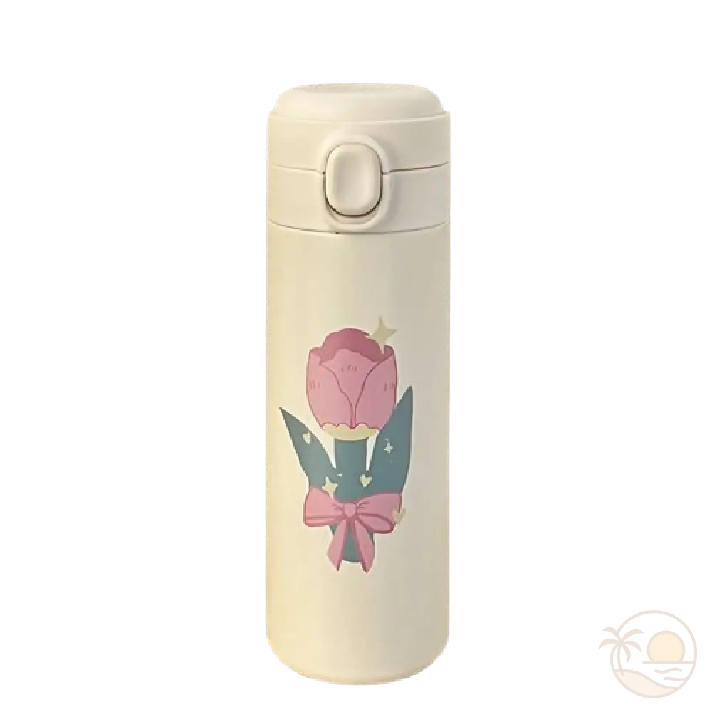 gourde isotherme fleurie grande rose