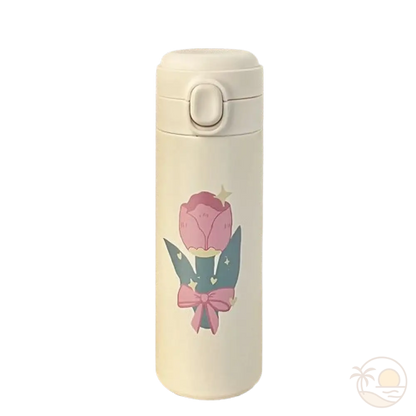 gourde isotherme fleurie grande rose