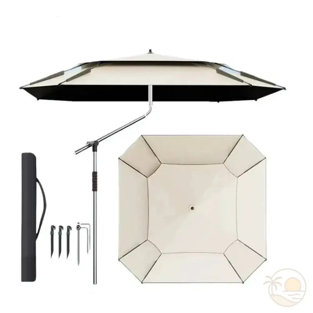 grand parasol de plage beige