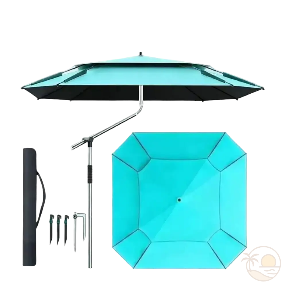 grand parasol de plage bleu