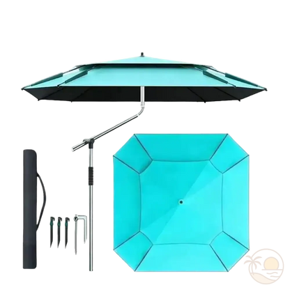 grand parasol de plage bleu