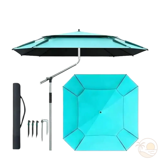 grand parasol de plage bleu