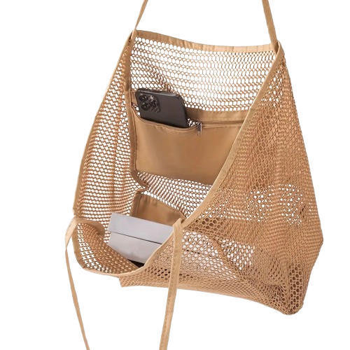grand sac de plage beige rangement telephone