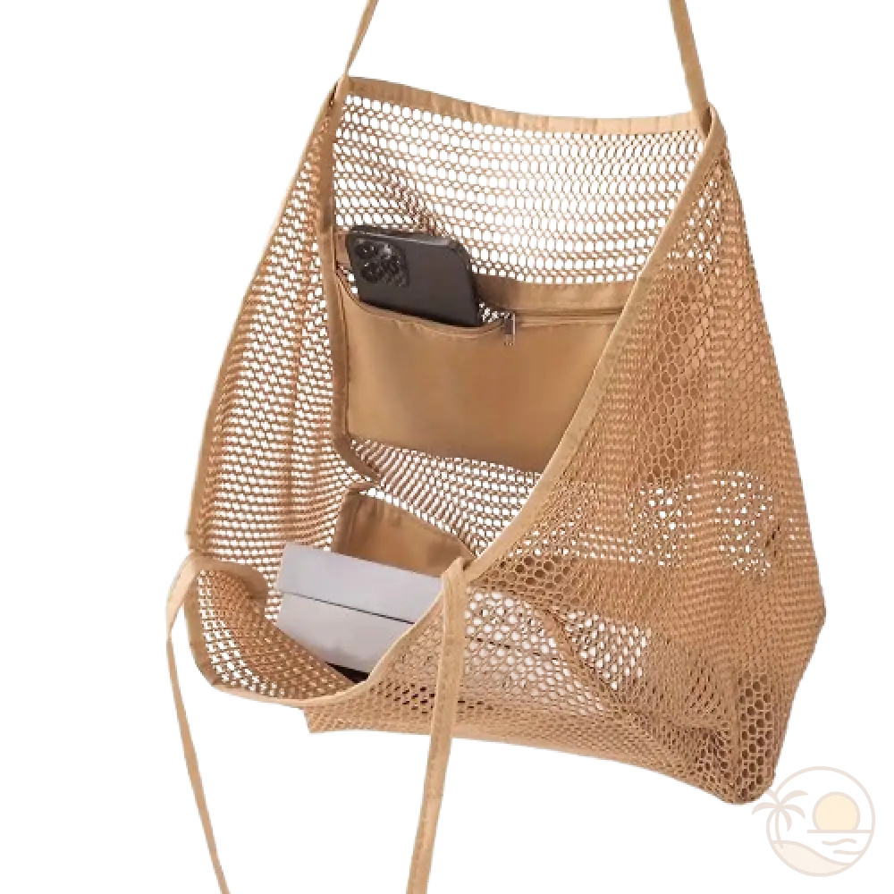 grand sac de plage beige rangement telephone