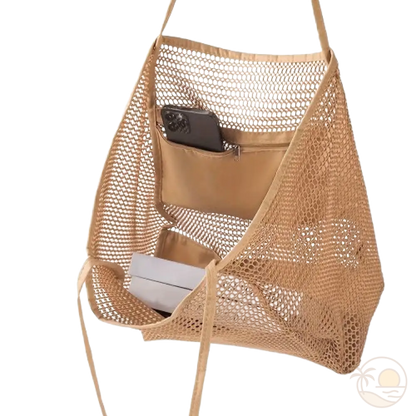 grand sac de plage beige rangement telephone