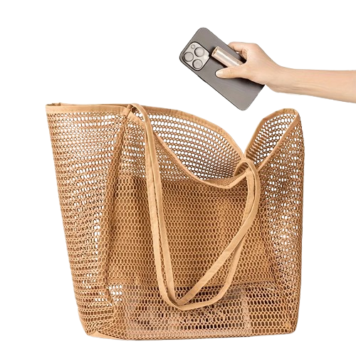 grand sac de plage beige telephone
