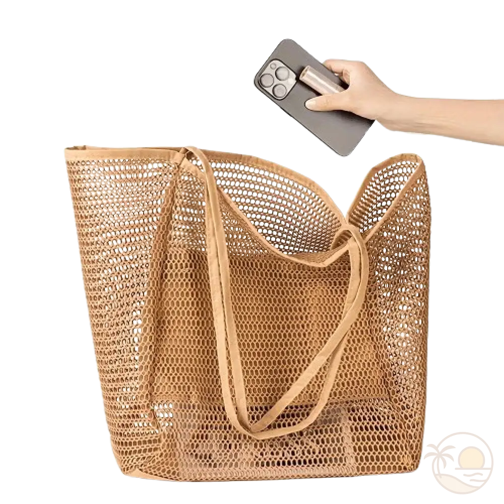grand sac de plage beige telephone