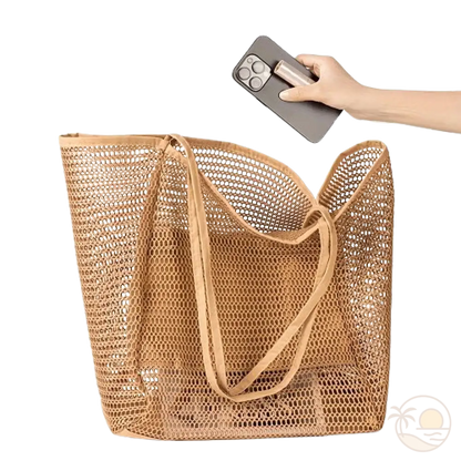 grand sac de plage beige telephone