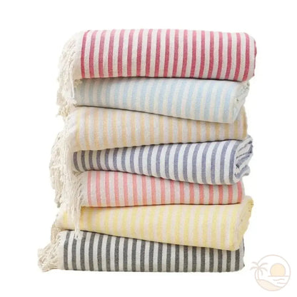 grande fouta de plage pile rouge vert beige bleu rose jaune gris