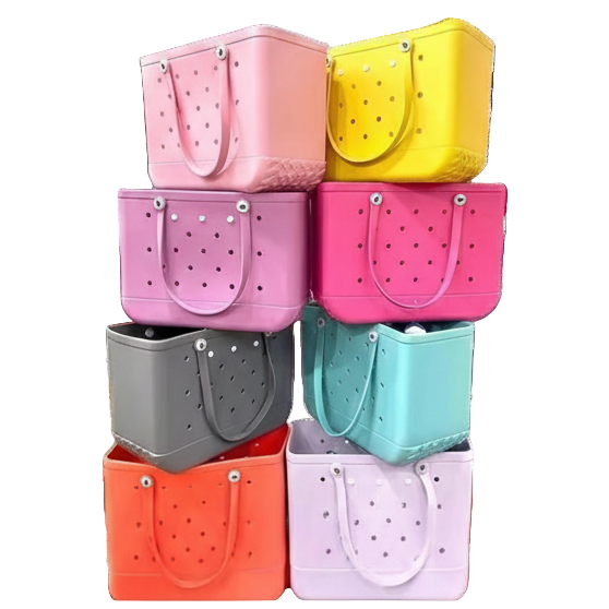 grands paniers de plage rose jaune violet rose noir bleu orange