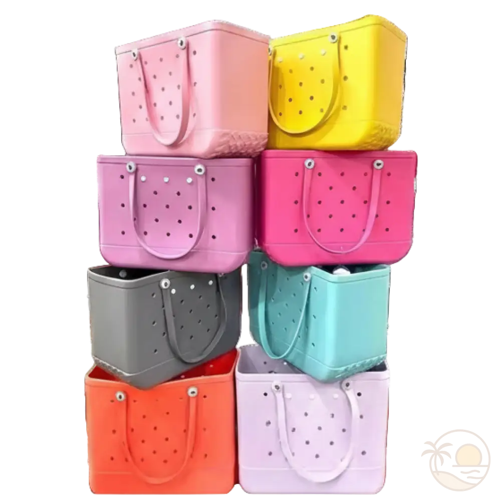 grands paniers de plage rose jaune violet rose noir bleu orange