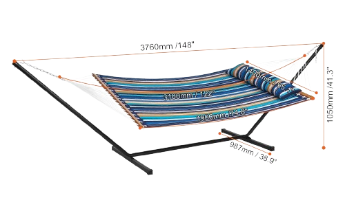hamac avec support rayures multicolores