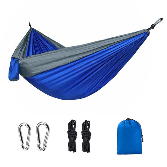 hamac en toile bleu marine et gris