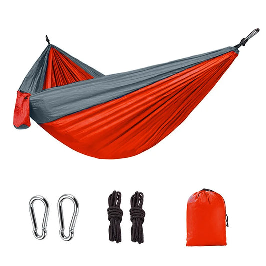 hamac en toile orange et gris