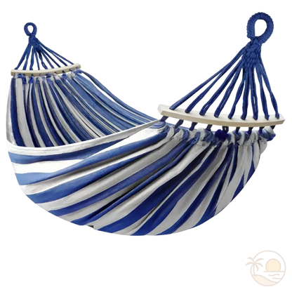 hamac toile bleu et blanc