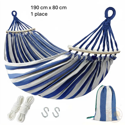 hamac toile bleu et blanc 1 place