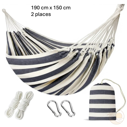 hamac toile noir et blanc 2 places