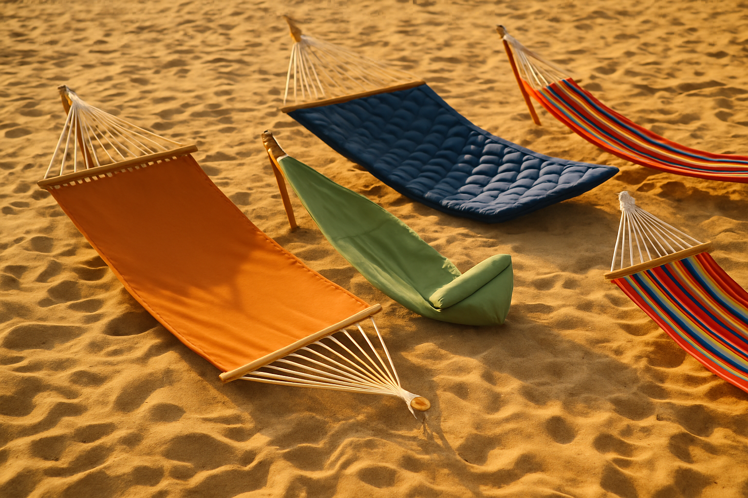 hamacs de plage ouverts sable