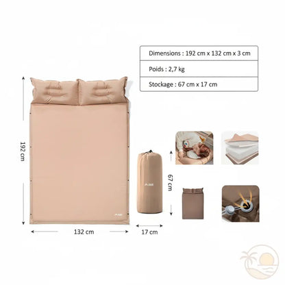 matelas avec coussin deux places 3 cm