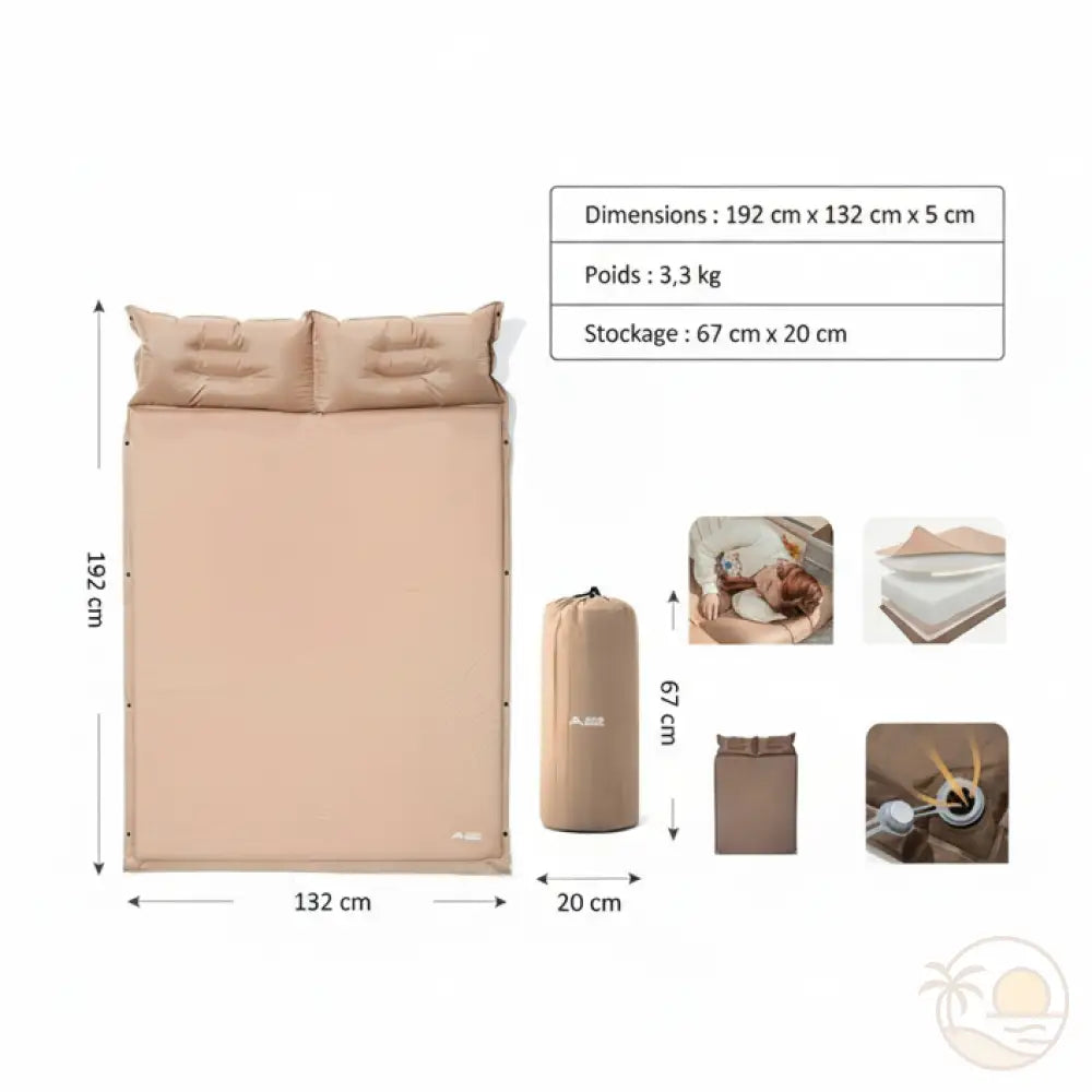matelas avec coussin deux places 5 cm