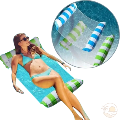 matelas hamacs piscine vert bleu