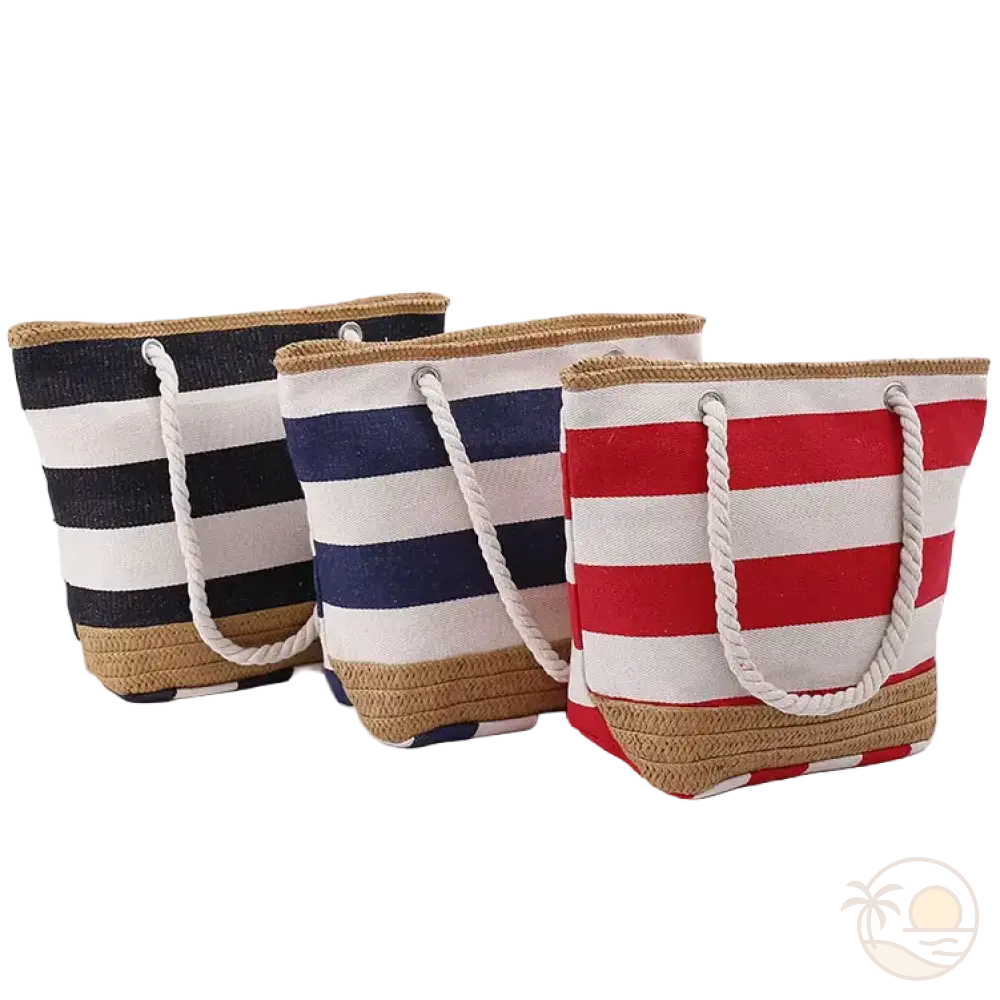 panier de plage avec fermeture noir bleu rouge