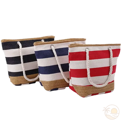 panier de plage avec fermeture noir bleu rouge