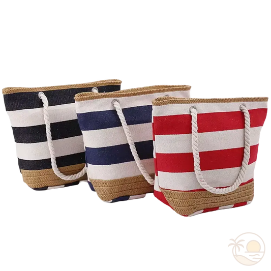 panier de plage avec fermeture noir bleu rouge