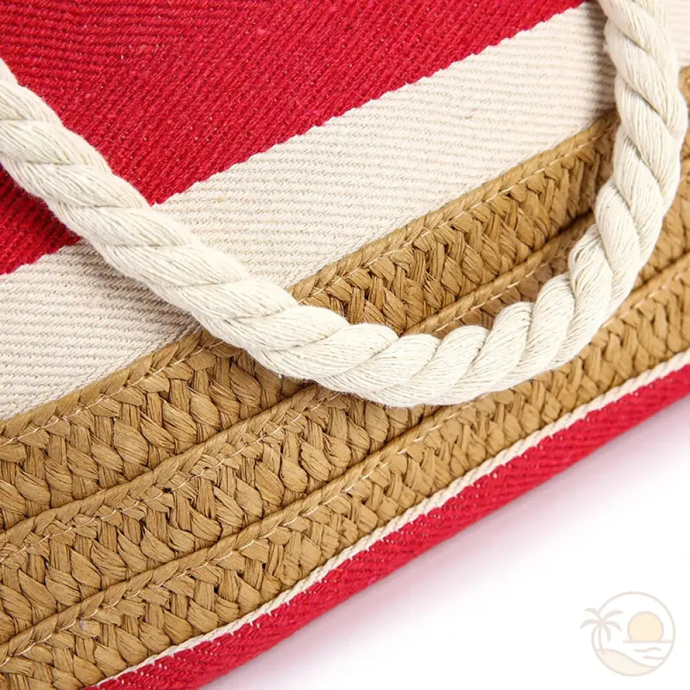 panier de plage avec fermeture rouge anse