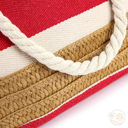 panier de plage avec fermeture rouge anse